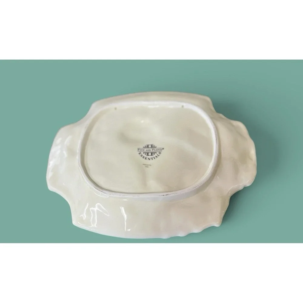 Fitz‎ & Floyd Essentials Botanical Bunny Rabbit Canape Plate Dish Bowl Embossed